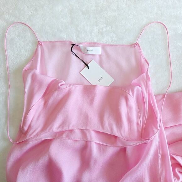 SWF Two Piece Sheer Slip Maxi Dress In Carnation Pink Size XS Special Occasion - Picture 6 of 14